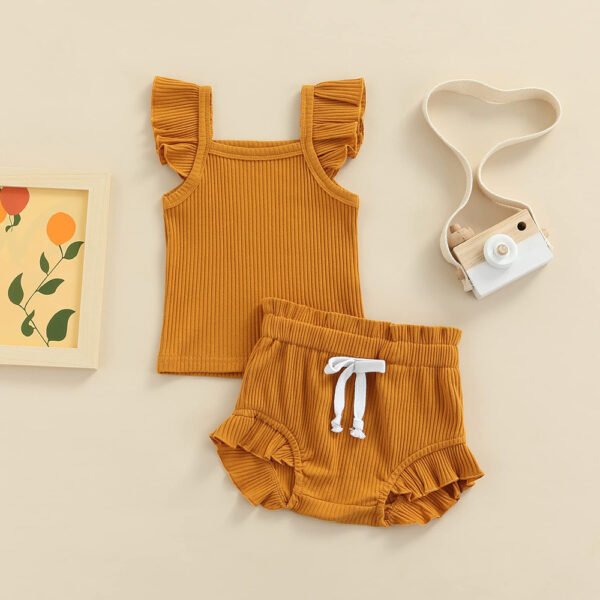 Liuliukd|Knit Baby Girls Clothing Sets-Brown-Baby