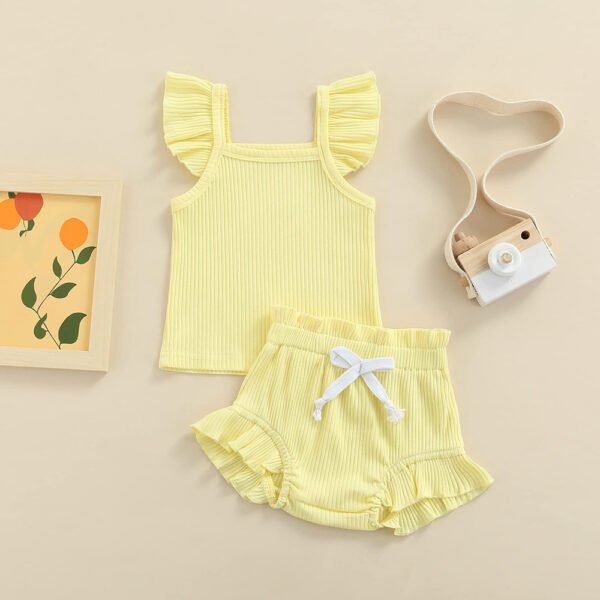 Liuliukd|Knit Baby Girls Clothing Sets-Yellow-Baby