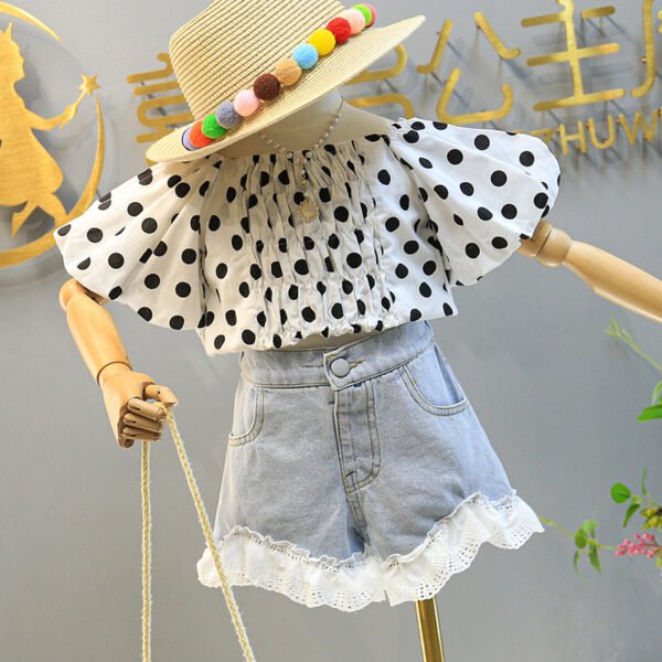 Liuliukd|Polka Dot Girls Kids Shorts Set-White-Kids