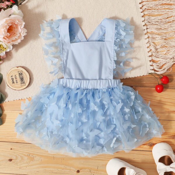Liuliukd|Butterfly Mesh Girls Bodysuit-Blue-Baby
