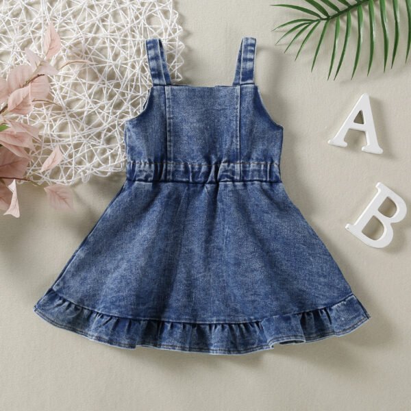 Liuliukd|Denim Strap Baby Girl Dress-Blue-Kids