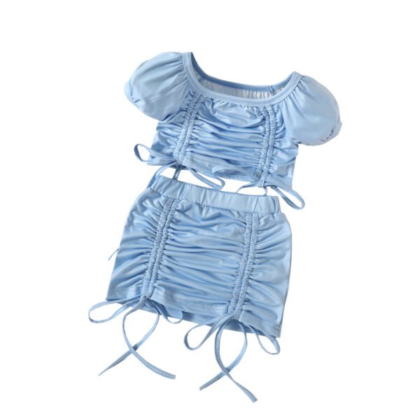 Liuliukd|Drawstring Toddler Girls Clothing-Blue-Kids