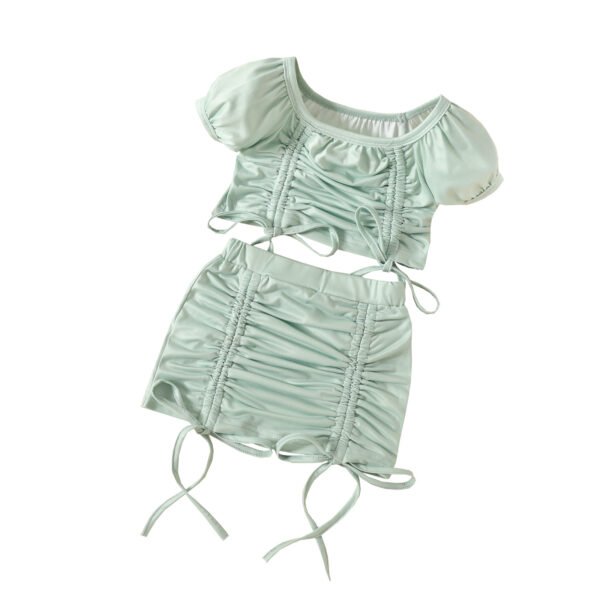 Liuliukd|Drawstring Toddler Girls Clothing-Green-Kids
