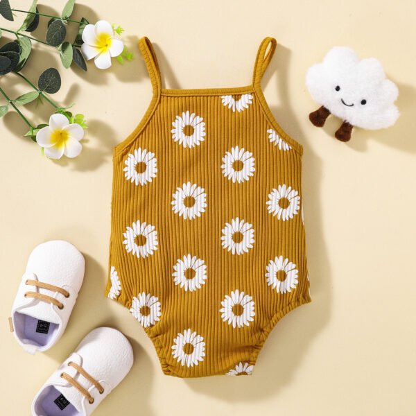 Liuliukd|Floral Baby Clothes Romper-Brown-Baby