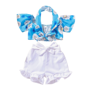 Liuliukd|Floral Halter Top+Shorts Baby Girl Clothing-Kids