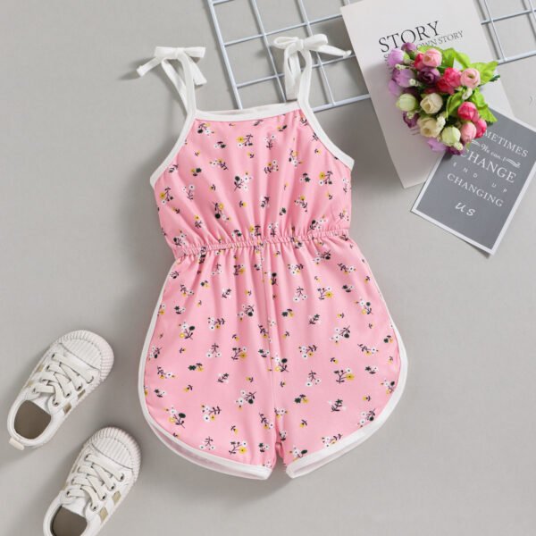 Liuliukd|Floral Print Girls Jumpsuits-Pink-Kids