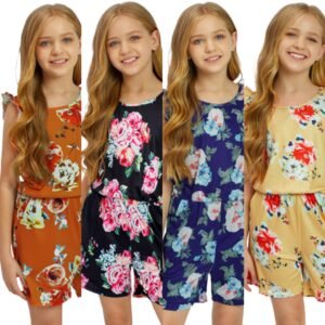 Liuliukd|Floral Teenager Girls Jumpsuit-Teenager