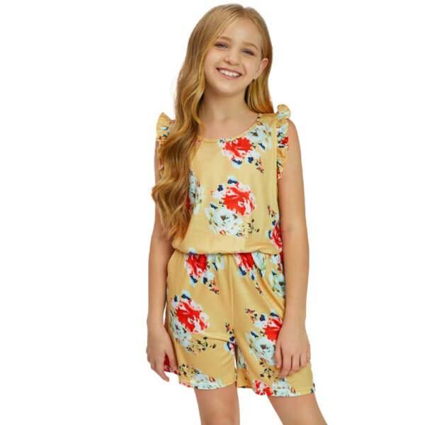 Liuliukd|Floral Teenager Girls Jumpsuit-Yellow-Teenager