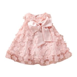 Liuliukd|Flower Mesh Layered Bowknot Dresses For Girls-Kids