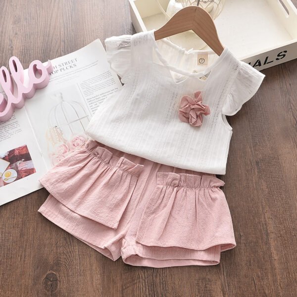 Liuliukd|Flower Vest+Shorts Children Clothes-Pink-Kids