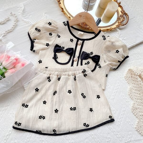 Liuliukd|Girls Floral Clothes Sets-Beige-Kids