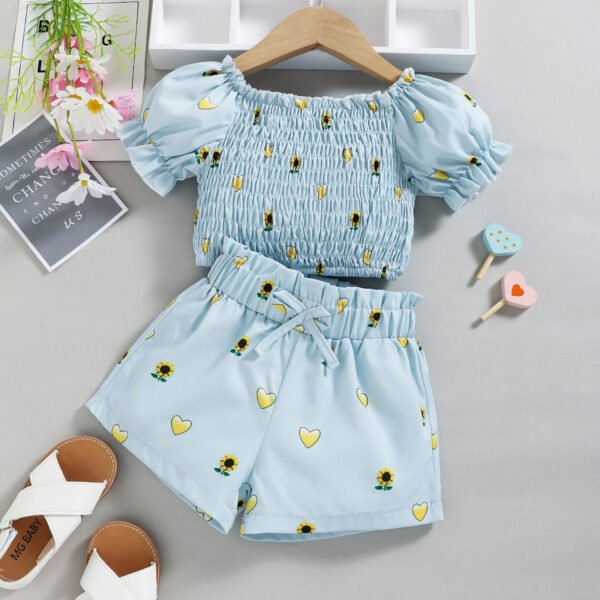Liuliukd|Heart Sunflower Kids Clothing-Blue-Kids