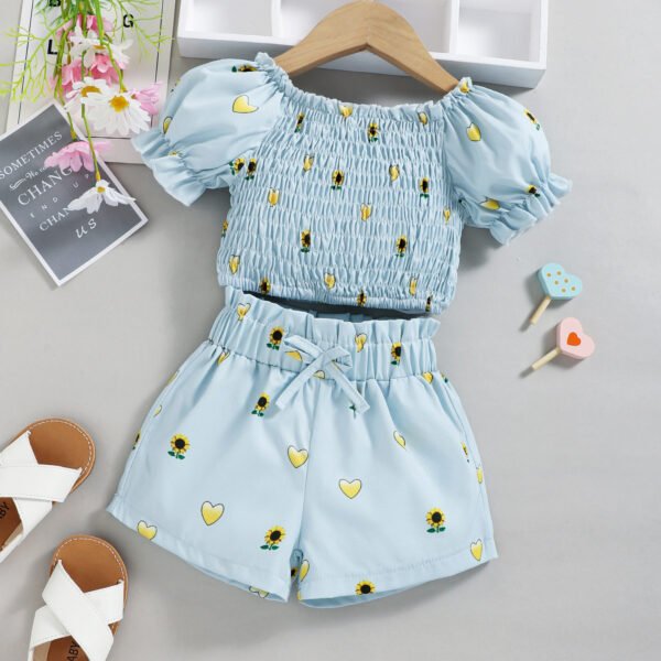 Liuliukd|Heart Sunflower Kids Clothing-Blue-Kids