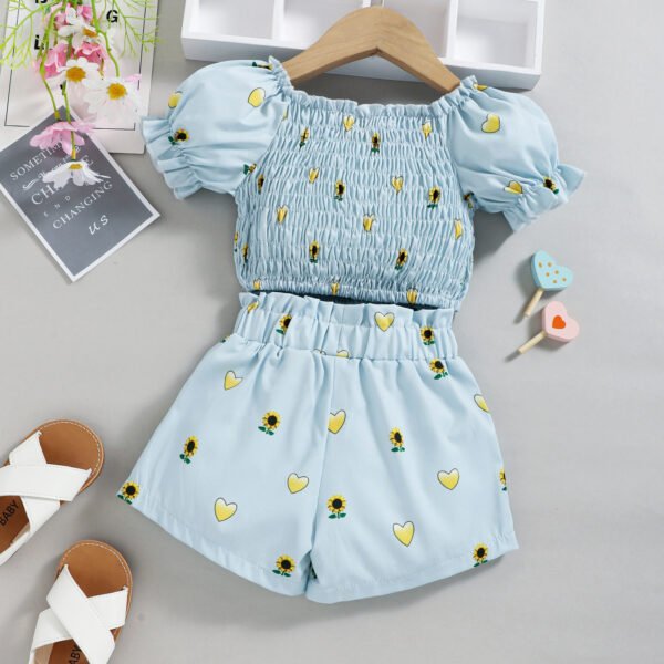 Liuliukd|Heart Sunflower Kids Clothing-Blue-Kids