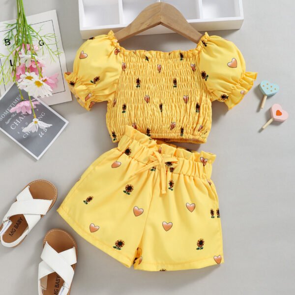 Liuliukd|Heart Sunflower Kids Clothing-Yellow-Kids