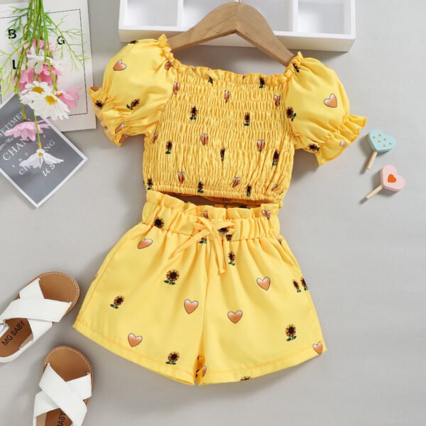 Liuliukd|Heart Sunflower Kids Clothing-Yellow-Kids