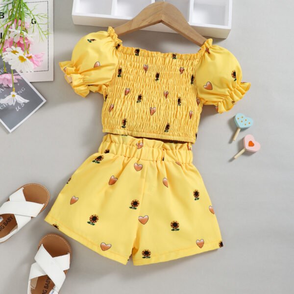 Liuliukd|Heart Sunflower Kids Clothing-Yellow-Kids