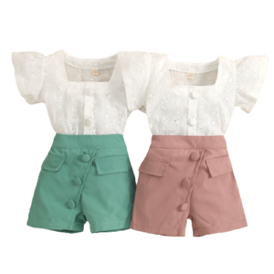 Liuliukd|Hollow Top Button Shorts Kids Clothes-Kids