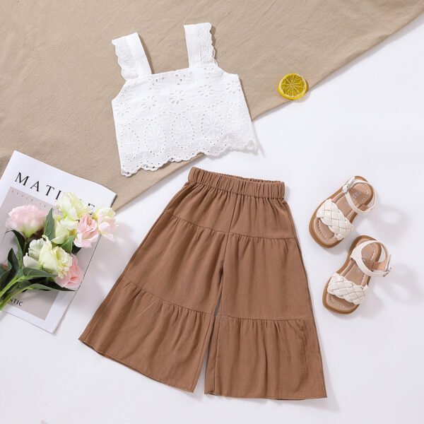 Liuliukd|Hollow Vest+Wide-leg Pant Kids Outfits-White-Kids