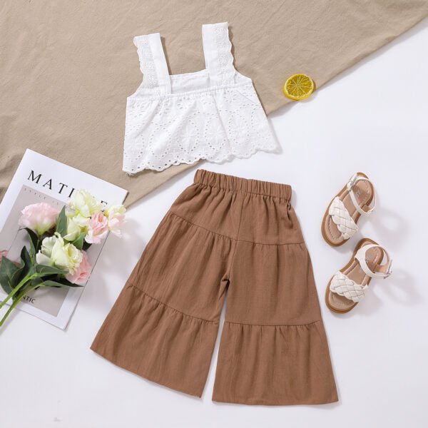Liuliukd|Hollow Vest+Wide-leg Pant Kids Outfits-White-Kids