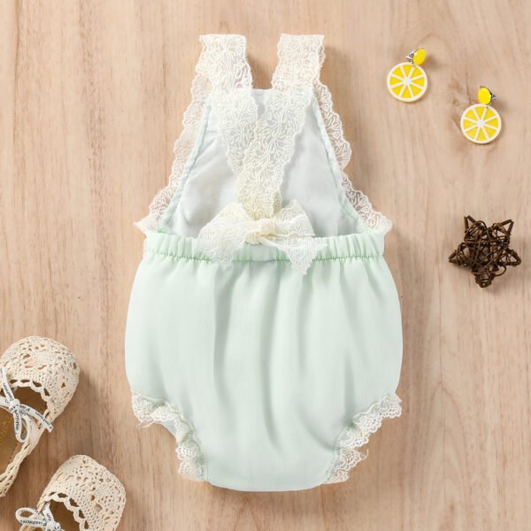 Liuliukd|Lace 3D Flower Newborn Clothes-Green-Baby