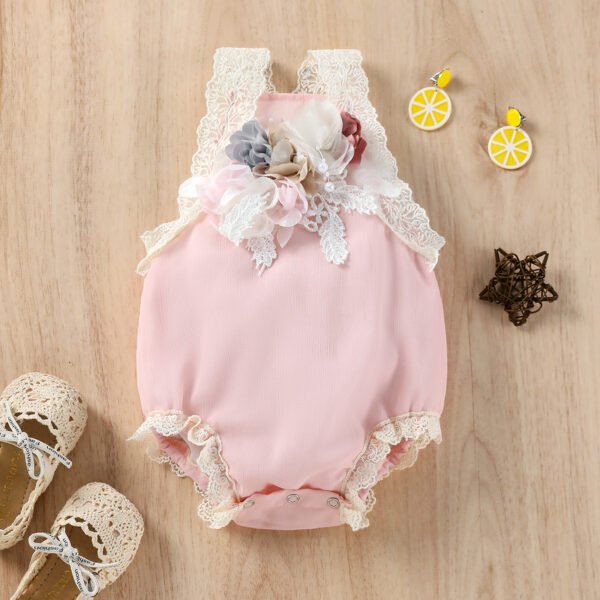 Liuliukd|Lace 3D Flower Newborn Clothes-Pink-Baby