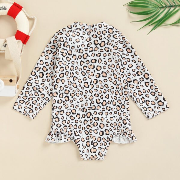 Liuliukd|Leopard Long Sleeve Baby Swimwear-White-Kids
