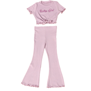 Liuliukd|Letter Crop Tshirt Flare Trousers Children Clothes Wholesale-Kids