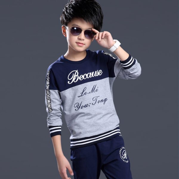 Liuliukd|Letter Kids Tracksuits-Gray-Teenager