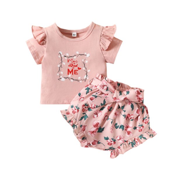 Liuliukd|Letter Pullover Floral Shorts Baby Girl Sets-Baby