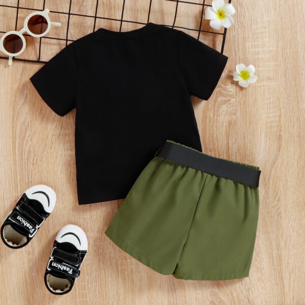 Liuliukd|Letter T-shirt+Shorts Baby Boys Clothing Sets-Black-Kids