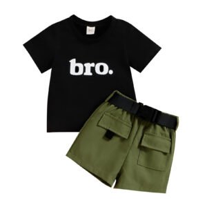 Liuliukd|Letter T-shirt+Shorts Baby Boys Clothing Sets-Kids