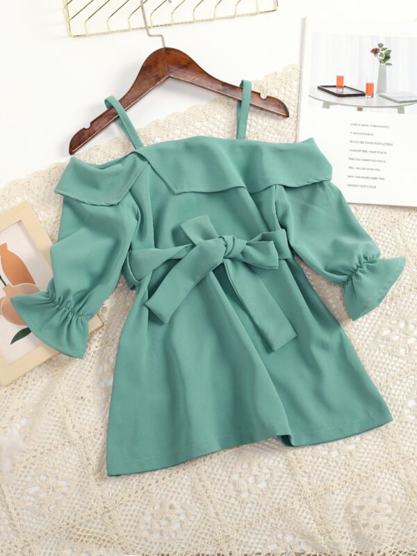 Liuliukd|Off Shoulder Little Girl Dress-Green-Kids