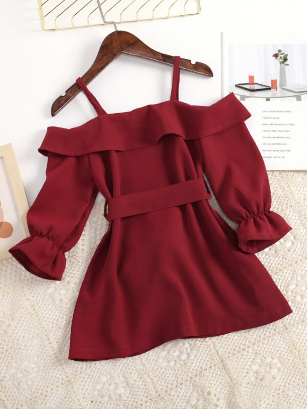 Liuliukd|Off Shoulder Little Girl Dress-Red-Kids