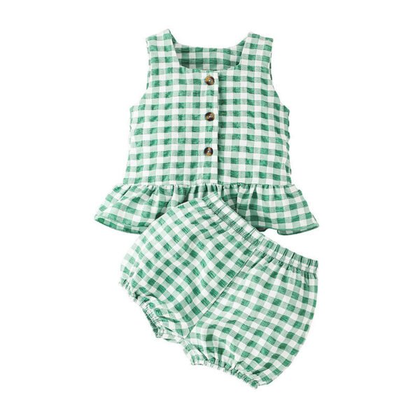 Liuliukd|Plaid Baby Clothes-Green-Baby