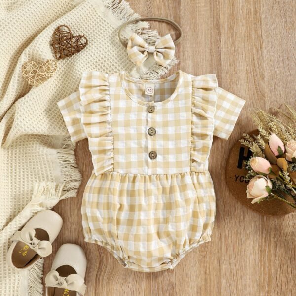 Liuliukd|Plaid Baby Girl Outfits-Yellow-Baby