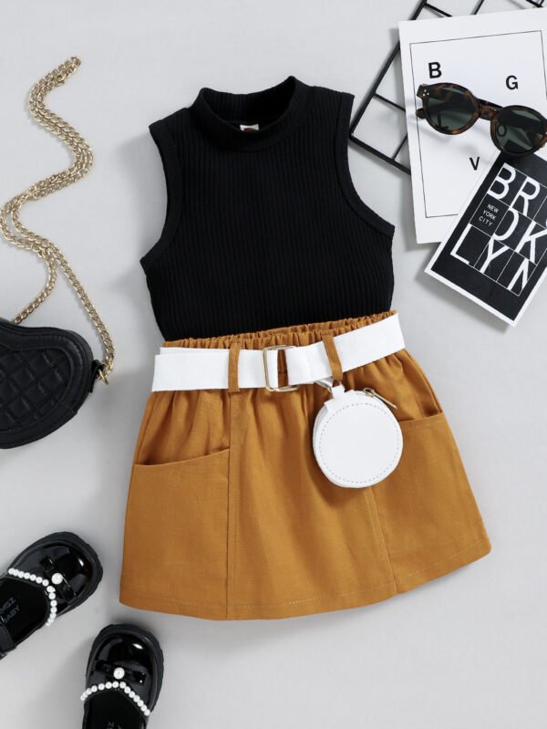 LiuliukdSkirt Set Baby Girl Clothing-Black-Kids
