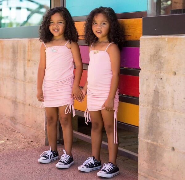 Liuliukd|Sling Drawstring Girls Fashion Dress-Pink-Kids