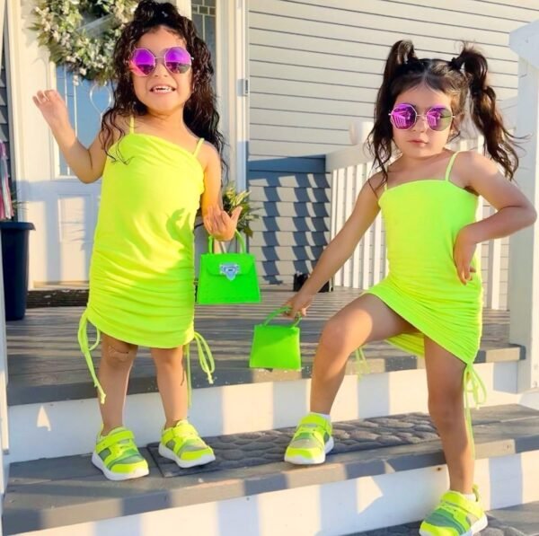 Liuliukd|Sling Drawstring Girls Fashion Dress-Yellow-Kids