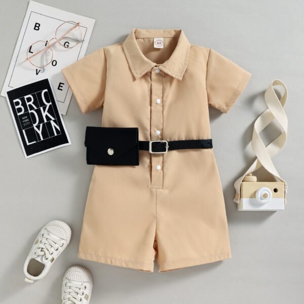 Liuliukd|Solid Color Girls Jumpsuits-Khaki-Kids