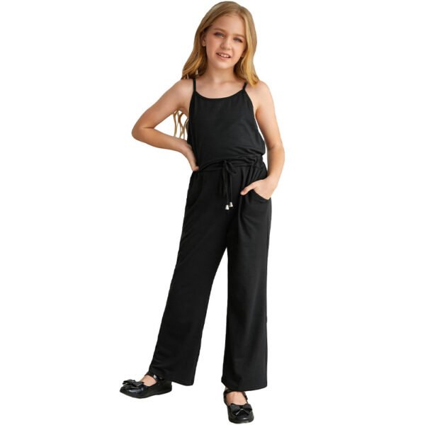 Liuliukd|Solid Color Teen Girls Jumpsuit-Black-Teenager