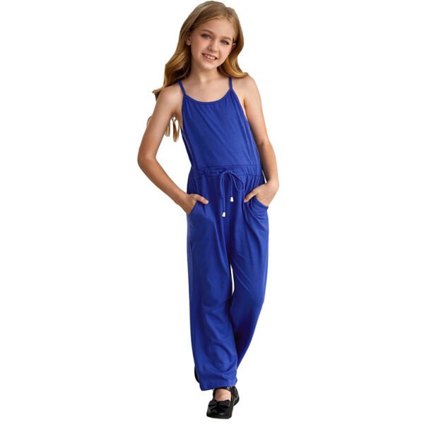 Liuliukd|Solid Color Teen Girls Jumpsuit-Blue-Teenager