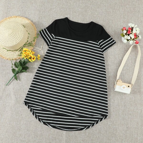 Liuliukd|Striped Irregular Girls Dresses-Black-Teenager