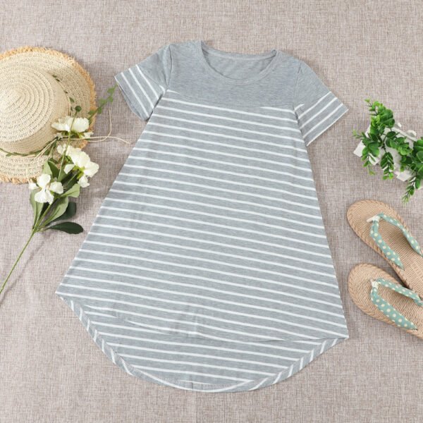 Liuliukd|Striped Irregular Girls Dresses-Gray-Teenager