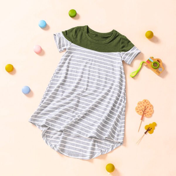 Liuliukd|Striped Irregular Girls Dresses-Green-Teenager