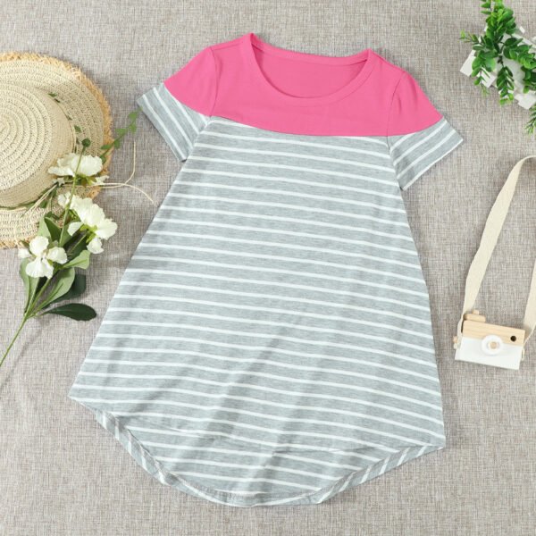 Liuliukd|Striped Irregular Girls Dresses-Pink-Teenager