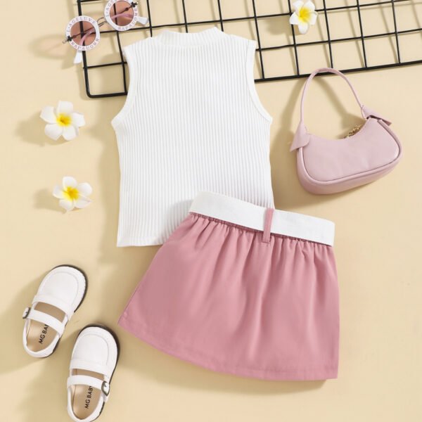 Liuliukd|Vest+Skirt+Bag Girls Clothing-Pink-Kids