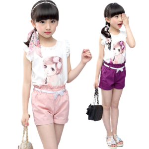 Liuliukd|Cartoon Vest+Short Pants Girls Clothing-Teenager