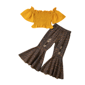 Liuliukd|Off Shoulder Top+Leopard Trousers Children Clothes-Kids