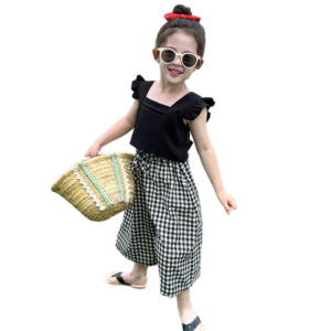 Liuliukd|Vest+Plaid Wide Leg Trousers Children Suit-Kids